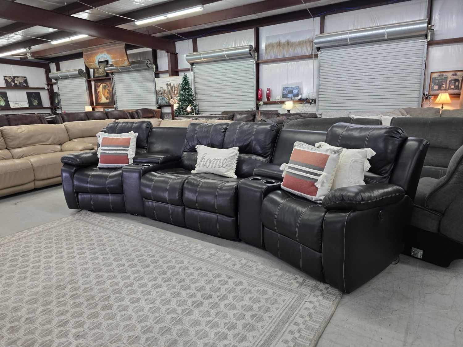 Gorgeous black leather theater Sectional Couch 🚛 CAN DELIVER TODAY 🚚