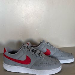 BRAND NEW! Nike-  Court Vision Low Next Nature 'Wolf Grey University Red'