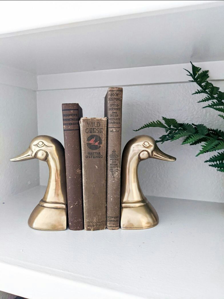 Vintage Brass Duck Book ends