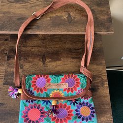 Embroidered Floral Cancun Mexico Crossbody Bag