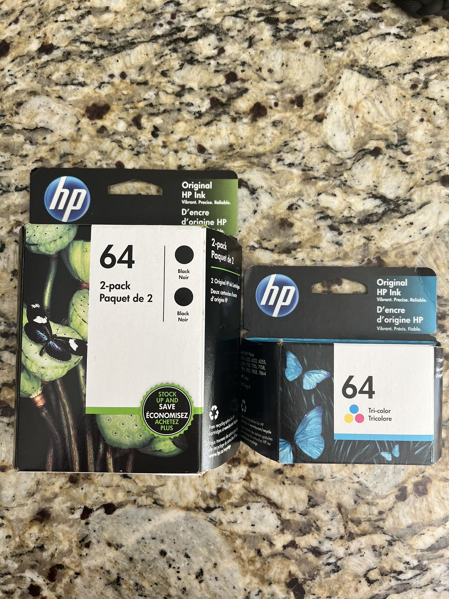 HP 64 Black 2 Pack Ink Cartridges & 1 tri-color