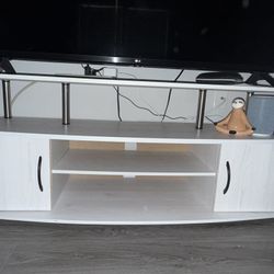 Modern White TV Stand – Fits 50” TV – Like New