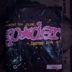 Black and pink sp5der hoodie ( Medium ) 