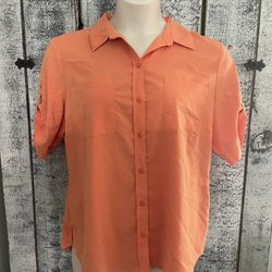Chico’s Orange Button Up Top Shirt Size 2