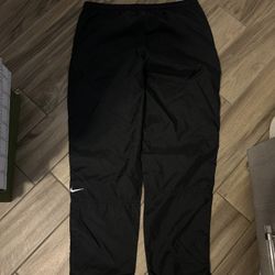 VTG 90s SWOOSH BLACK WINDBREAKER ZIP UP PANTS SIZE MEDIUM FIT LARGE 