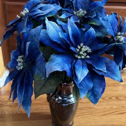 Blue Poinsettias - Beautiful 2 Stems Each With 6 Flowers