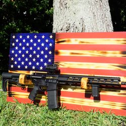 Wooden Rustic American Flag with Gun Rack Handmade 36” x 19.5” Made in the US FREE LOCAL DELIVERY IN ORLANDO AREA