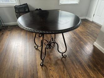 Real Wood Table With Iron Legs Ornate 
