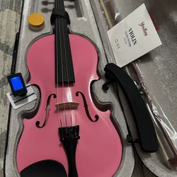 Nice 4/4 Pink Violin with New Bow, Digital Tuner, Shoulder Rest, Extra Strings $140 Firm