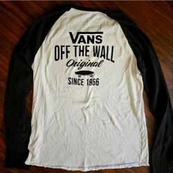 Vans Original Black and White Raglan Tee Size M