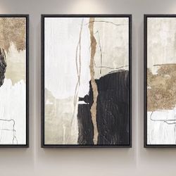 Framed Black and White Abstract Wall Art  