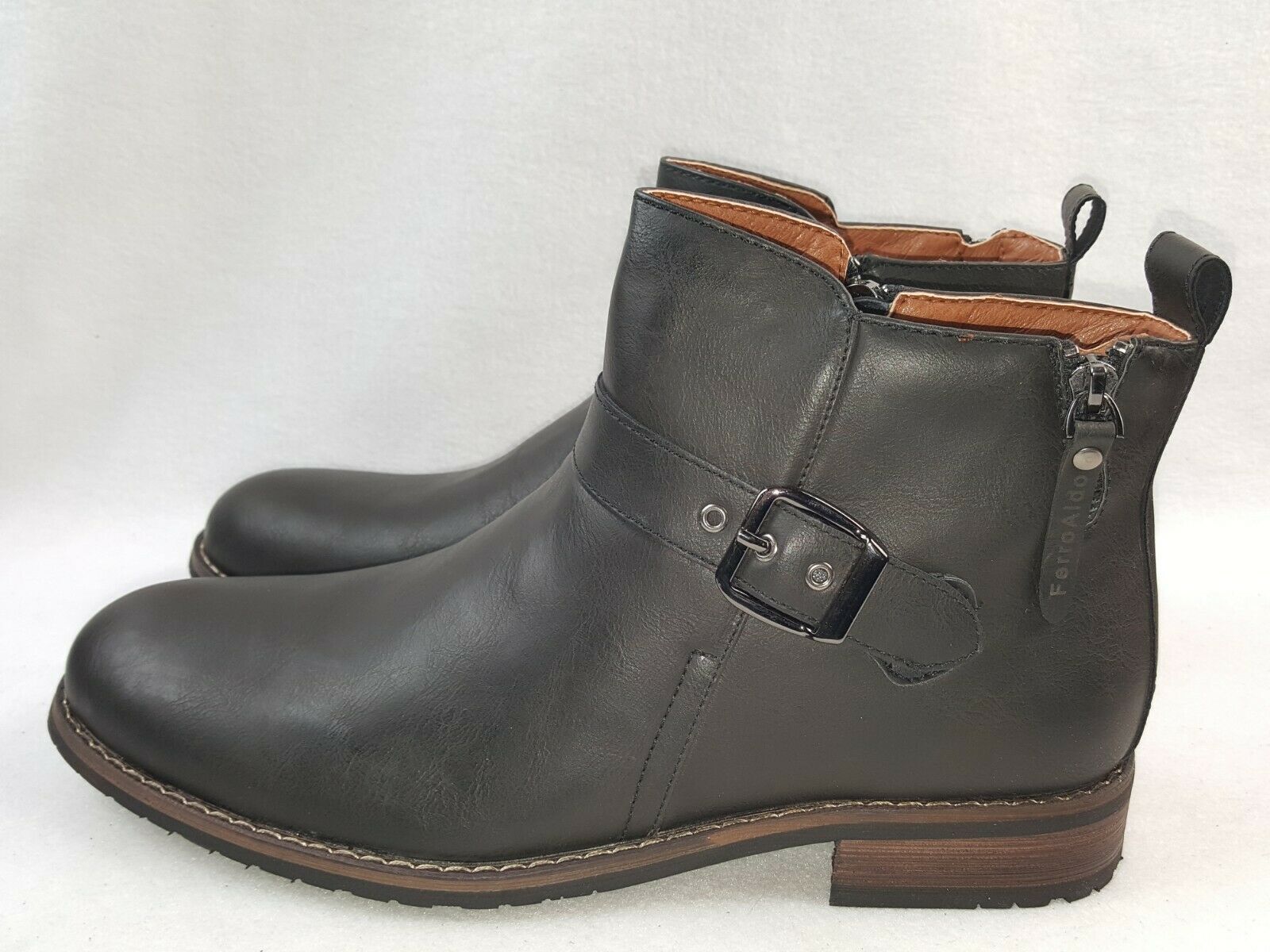Dalton By Ferro Aldo Men's Ankle Boots with Classic Buckle Detail, Black Size 11