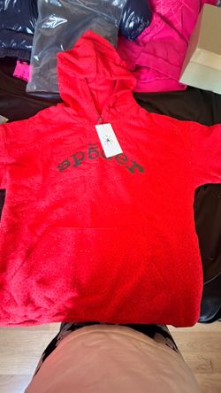 Red VVS rhinestone Sp5der hoodie/New/M