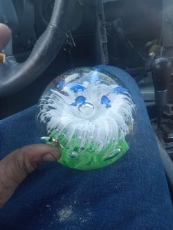 Art Glass Paperweight Ocean Scene