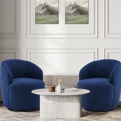 Set of 2 Swivel Chair, Swivel Barrel Accent Sofa Chair, Modern Teddy Fabric [NEW]