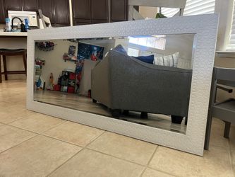 Large White Border Mirror