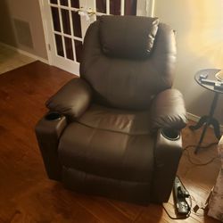 Leather Power Lift Recliner with Heat and  Massager 