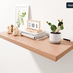 30 Inch Solid Oak Floating Shelves - Natural Wood 12 Inch Deep Wall Shelf, Rusti