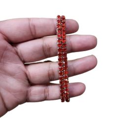 Silver Toned Red Bling Gem Stretch Bracelets Lot of 2