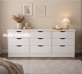 White 9 drawer dresser
