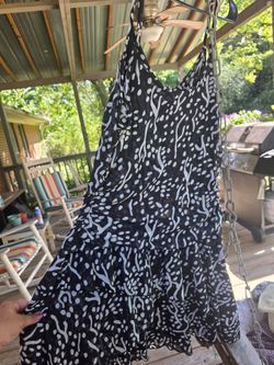 Black and White Print Spaghetti Strap Dress