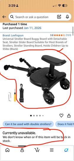 Universal Stroller Board / Buggy / Ride On Seat / Skateboard