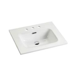 24.01 in. Integrated White Ceramic Basin with 3-Predrilled Faucet Holes, drain assembly NOT included