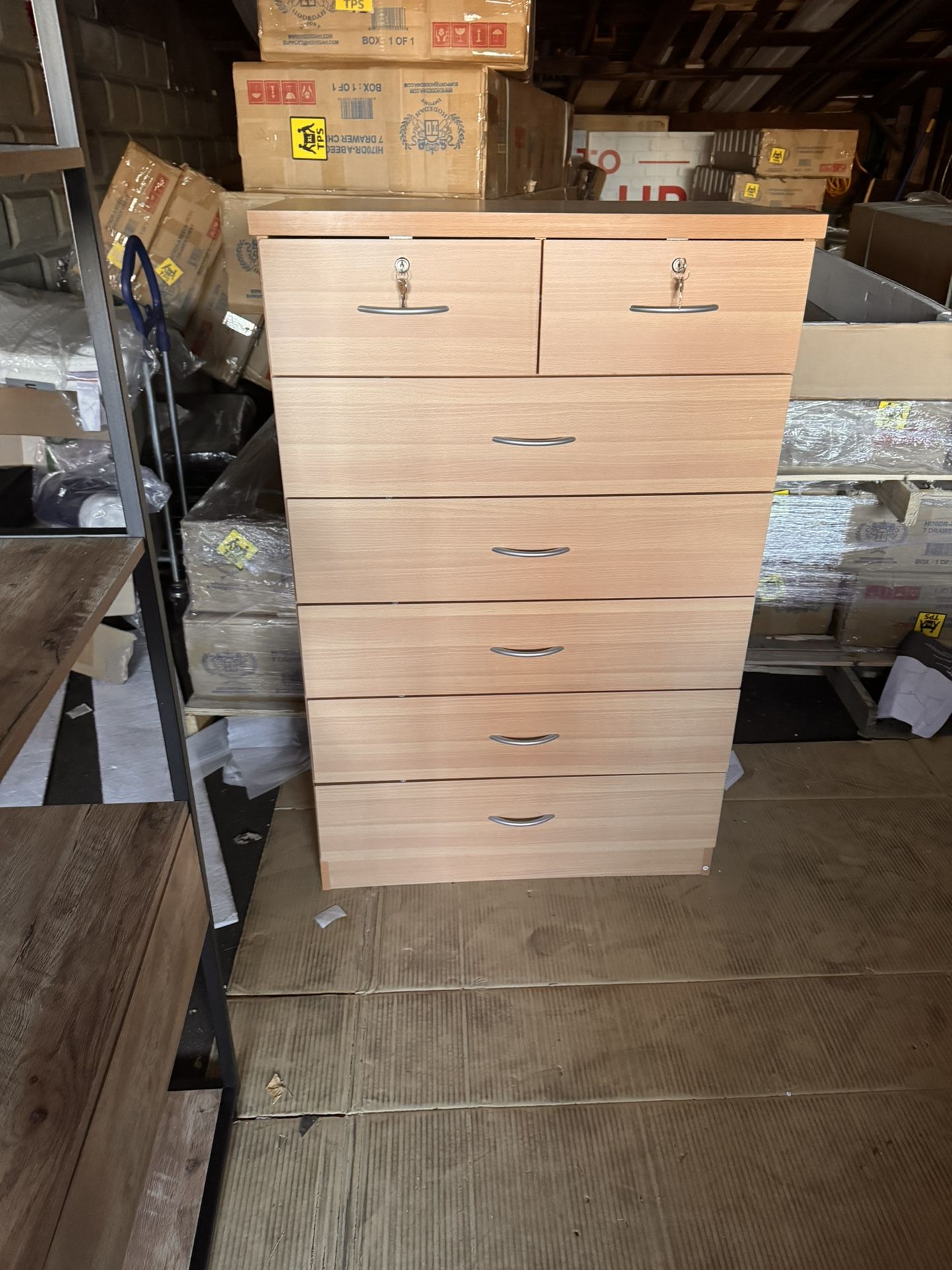 Wooden dresser with locks I have both assembled and none None assembled one comes in box and directions Assembled $155 None assembled $110 Pickup
