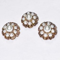 Vintage Faux Pearls & Gold Tone Shank Buttons
