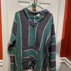Adult Size Large Mexican BAJA Hoodie Serape