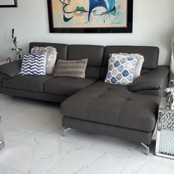 Grey Leather Couch