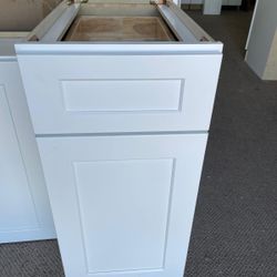 18" 1 Drawer 1 Door White Shaker Solid Wood Dovetailed Joint Plywood Kitchen Base Cabinet