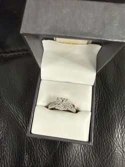 White Silver Diamond Cluster Engagement Ring