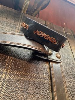 Copper braided Leather Bracelet Cuff