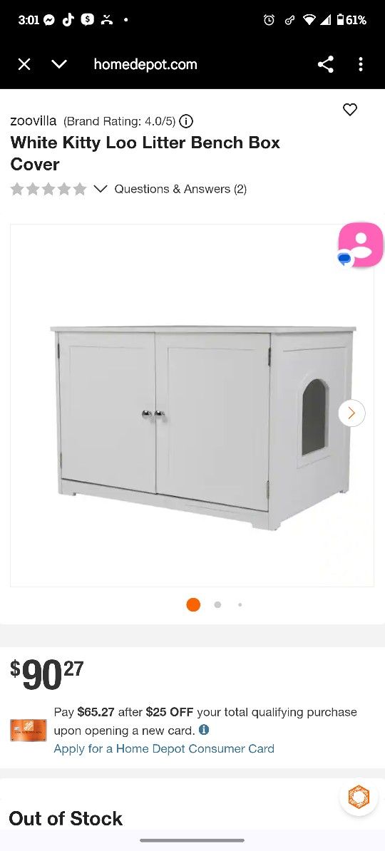 Zoozilla Kitty Litter Lube Bench- White