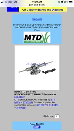 MTD/TROY-BILT/CUB CADET/YARD MAN/YARD MACHINES/WHITE/BOLENS/GARDEN WAY