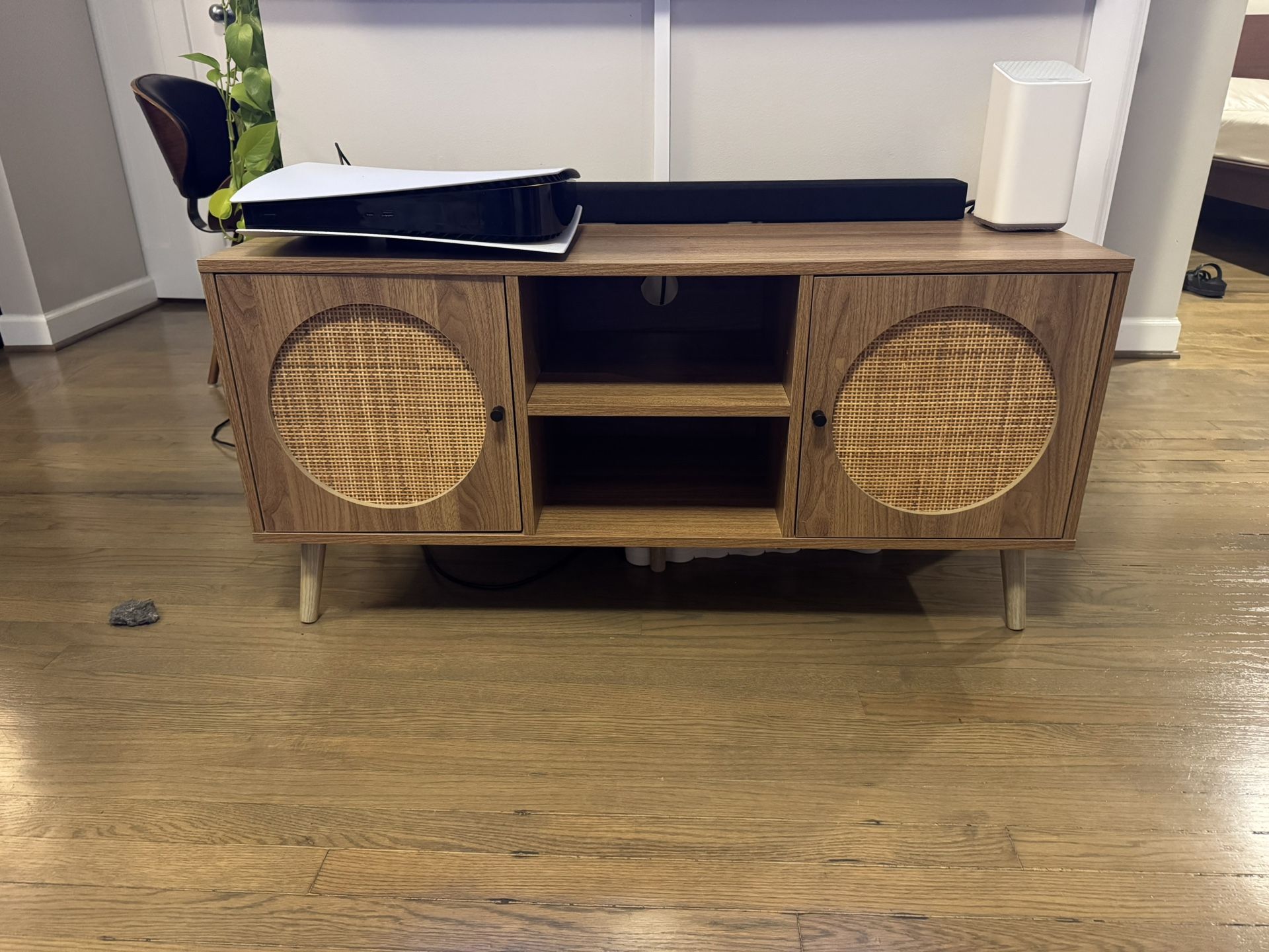 Rattan Wood TV Console