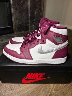Jordan Air Retro 1 High OG “Bordeaux” Burgundy/White/Silver Men’s Size 10.5