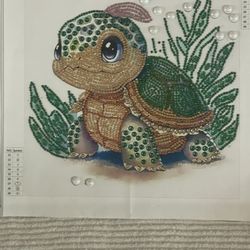 Turtle, Diamond Art, Dots, Green, Painting, Wall, Sea Scape. 