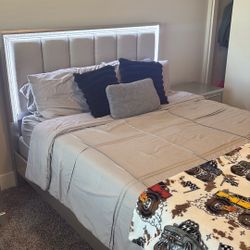 LED Lit Bed frame- Dresser With Mirror-chest- And Night stand