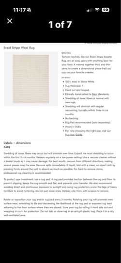 West Elm Braid Stripe Sweater Area Rug 8x10 Ivory Cream.