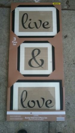 Burlap wall art 3 piece set