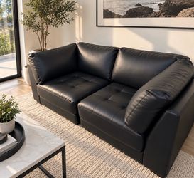 Black Leather Modular Sofa
