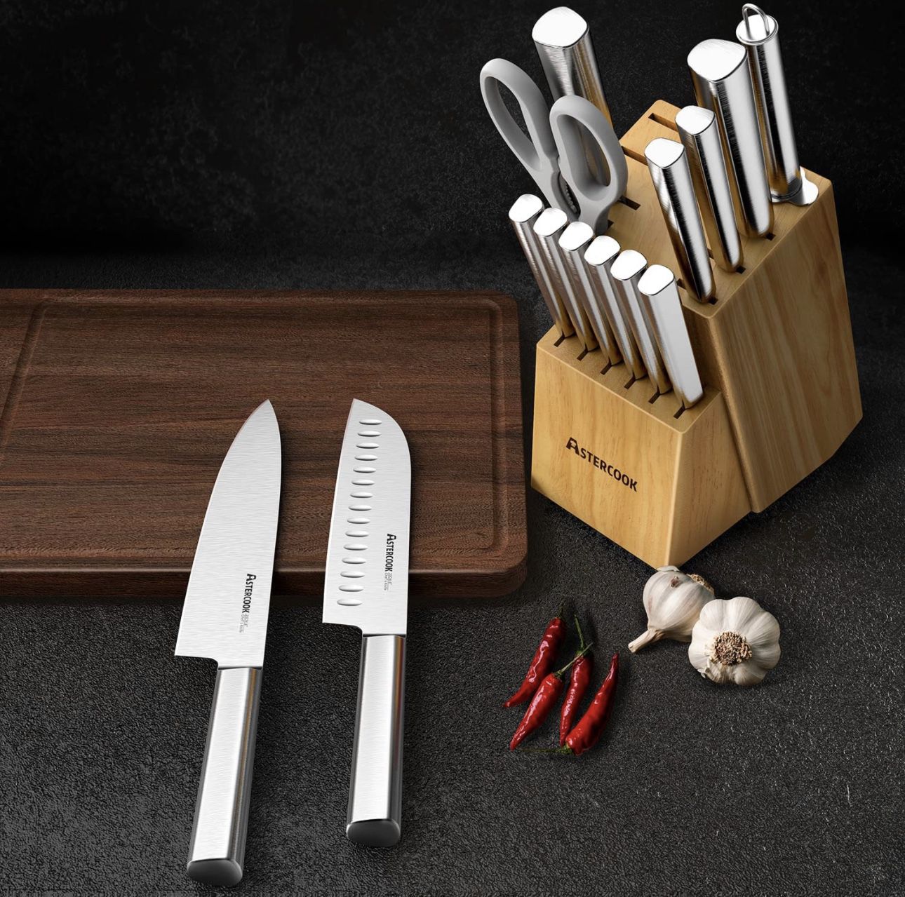 Knife Set, Astercook 15 Pieces Knife Sets for Kitchen with Block, Dis -  household items - by owner - housewares sale 