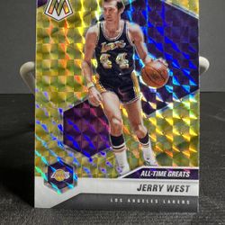 2020-21 Panini Mosaic Jerry West Reactive Yellow Prizm Los Angeles Lakers #293