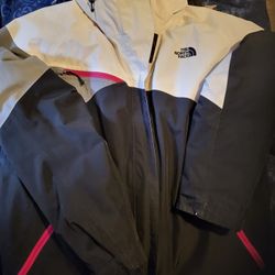 THE NORTH FACE WOMENS XL JACKET. IVORY / PINK / GREY