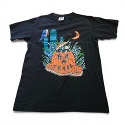 Vintage Tennessee River Texas Halloween Shirt SZ L Pumpkin Bluebonnet Cactus