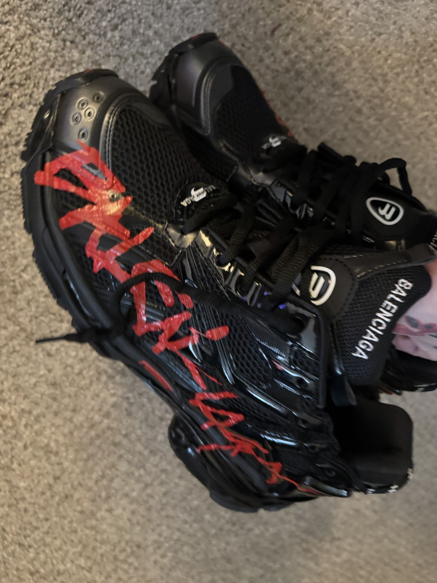 Balenciaga Runners Graffiti Men’s Used Size 12 Black And Red