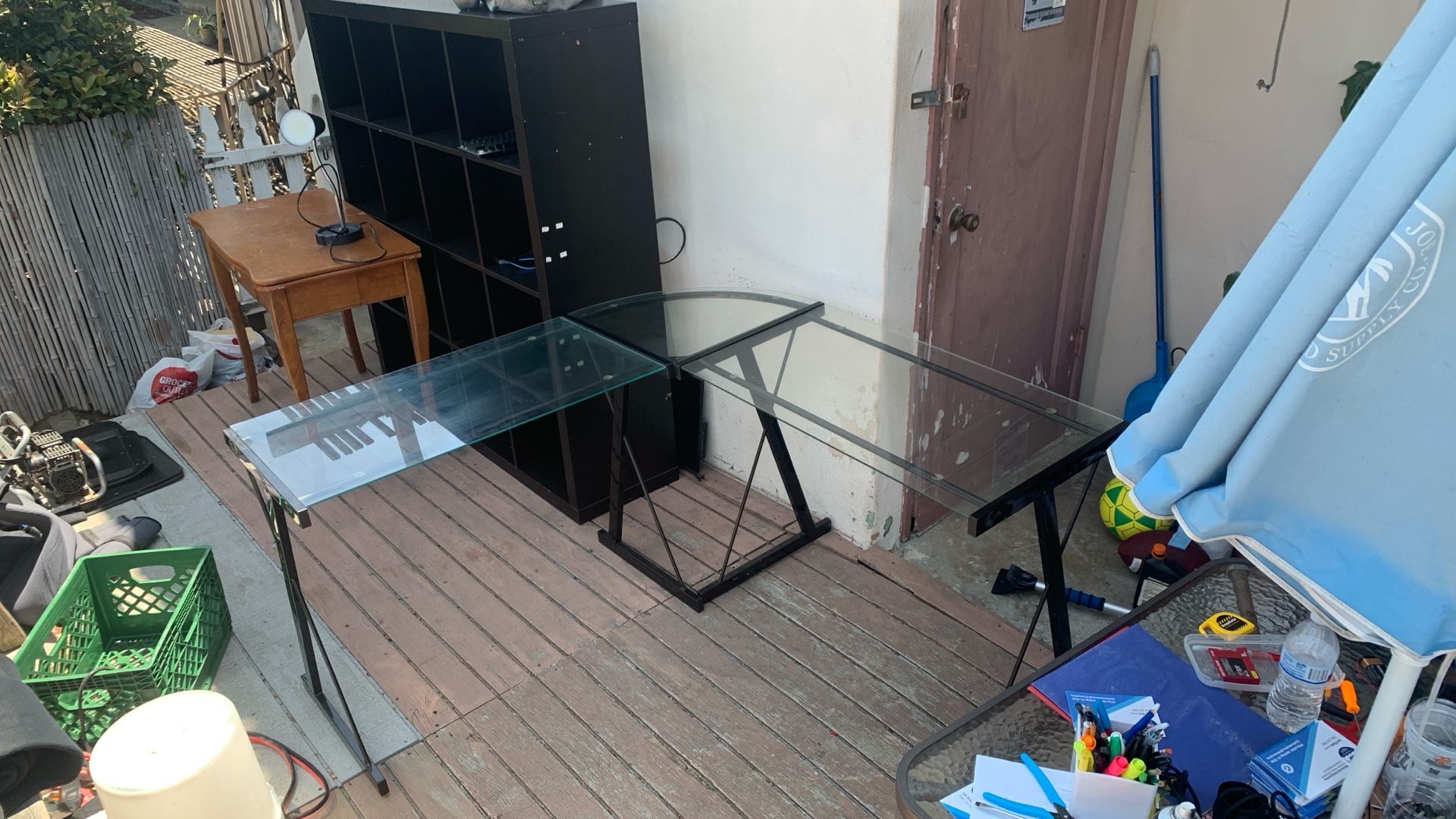 Glass Top L Shaped Corner Desk