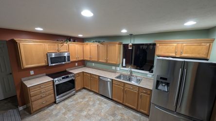 Kitchen cabinets, vanities, counters, and sinks